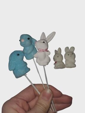 Vintage flocked bunnies